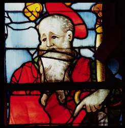 St. Paulus, Detail aus dem Fenster mit den vier Evangelisten und vier Kirchenlehrern, südliches Querschiff, 1551